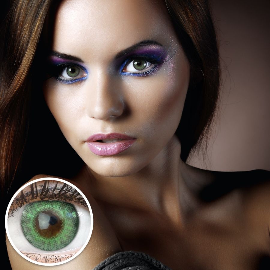Grüne Kontaktlinsen - Flora Green | Premium Comfort | Stark deckend | DIA 14.50 - ohne Stärke | 1 Paar (2 Stück) von GLAMLENS