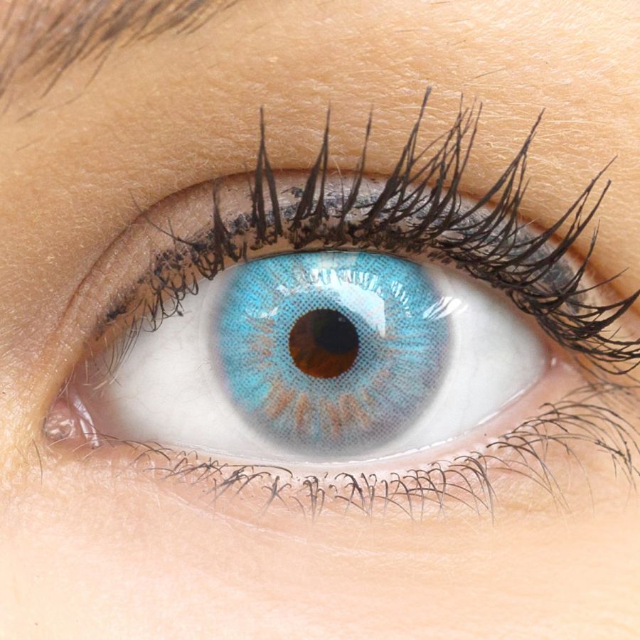 Blaue Kontaktlinsen - Menorca Blue | Premium Comfort | Stark deckend | DIA 14.20 - Mit Stärke | 1 Paar (2 Stück) von GLAMLENS